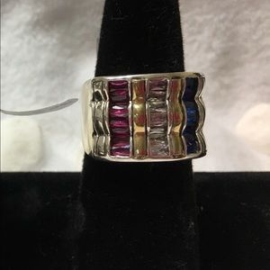 925 Sterling Silver and gold 3 colors CZ ring